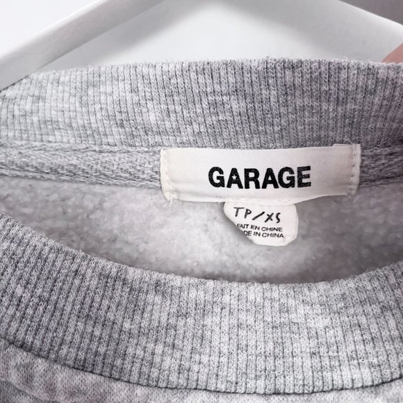 Garage Varsity Stripe Grey Cropped Sweatshirt - Picture 3 of 3